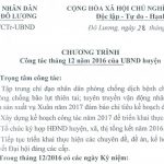 Chương trình Công tác tháng 12 năm 2016 của UBND huyện 