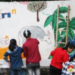 500 học sinh trường Đô Lương I vẽ bức tranh tường 100 m2