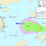 Xuất hiện vùng áp thấp đang mạnh lên và có khả năng đi vào Biển Đông