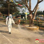 Trường mầm non Đặng Sơn phun thuốc khử trùng tiêu động phòng chống dịch COVID 19.